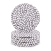 Cotton Rope Drink Coasters 6 Pcs Set (Grey White)