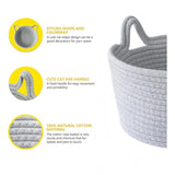 Cotton Plain Cat Basket 9x5 Inch Pack of 1 (Grey)