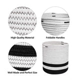 Cotton Large Woven Storage Basket 10x10 Inch Pack of 1 (Black & White)