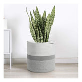 Cotton Large Woven Storage Basket 11x11 Inch Pack of 1 (Grey White)