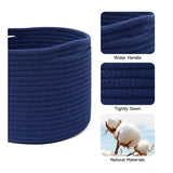 Cotton Round Small Storage Basket 9x7 Inch Pack of 1 (Blue)