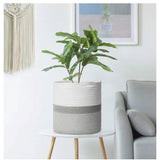 Cotton Large Woven Storage Basket 11x11 Inch Pack of 1 (Grey White)