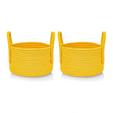 Cotton Round Storage Rope Woven Baskets Pack of 2 (Yellow)