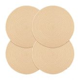 Cotton Dining Table Round Placemat Mats Set of 4 (Cream)
