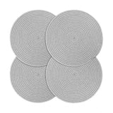 Cotton Dining Table Round Placemat Mats Set of 4 (Grey)