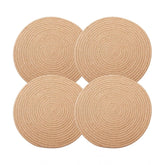 Cotton Dining Table Round Placemat Mats Set of 4 (Beige)
