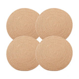 Cotton Dining Table Round Placemat Mats Set of 4 (Beige)