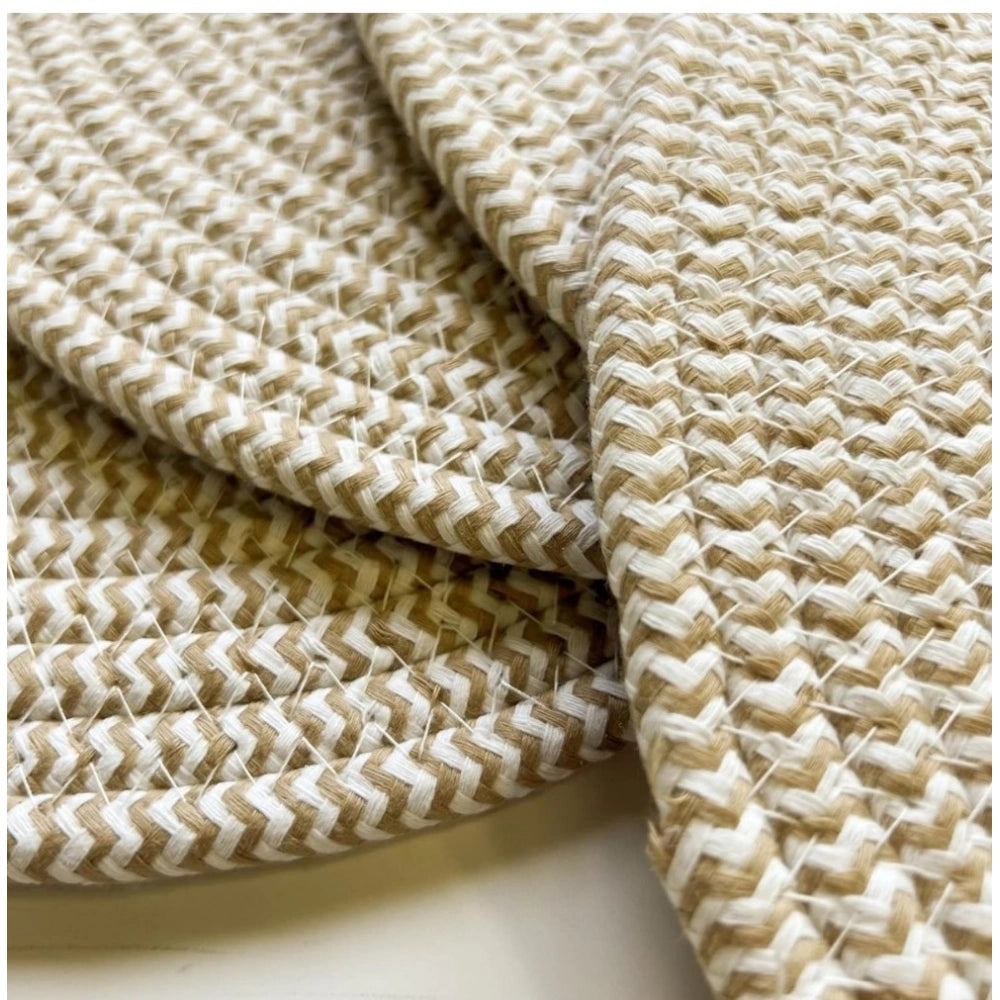 Beige white cotton dining table round placemats set of 4 for versatile use