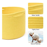 Cotton Round Small Storage Basket 9x7 Inch Pack of 1 (Yellow)