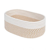 Cotton Oval Storage Rope Woven Baskets Pack of 1 (Beige White)