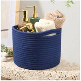 Cotton Round Small Storage Basket 9x7 Inch Pack of 1 (Blue)