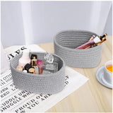 Cotton Storage Rope Woven Baskets Pack of 2 (Grey)