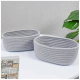 Cotton Storage Rope Woven Baskets Pack of 2 (Grey)