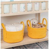 Cotton Round Storage Rope Woven Baskets Pack of 2 (Yellow)