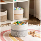 Cotton Storage Rope Woven Baskets 9x7 Inch Pack of 1 (Grey)