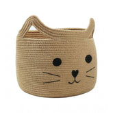Beige cotton laundry basket organizer for toys, clothes, gifts (15x11 inches) - versatile storage solution for cats