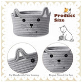 Cotton Small Cat With Face Basket Pack of 1 (Grey)