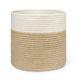 Cotton Large Woven Storage Basket 11x11 Inch Pack of 1 (Beige White)