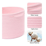 Cotton Round Small Storage Basket 9x7 Inch Pack of 1 (Baby Pink)