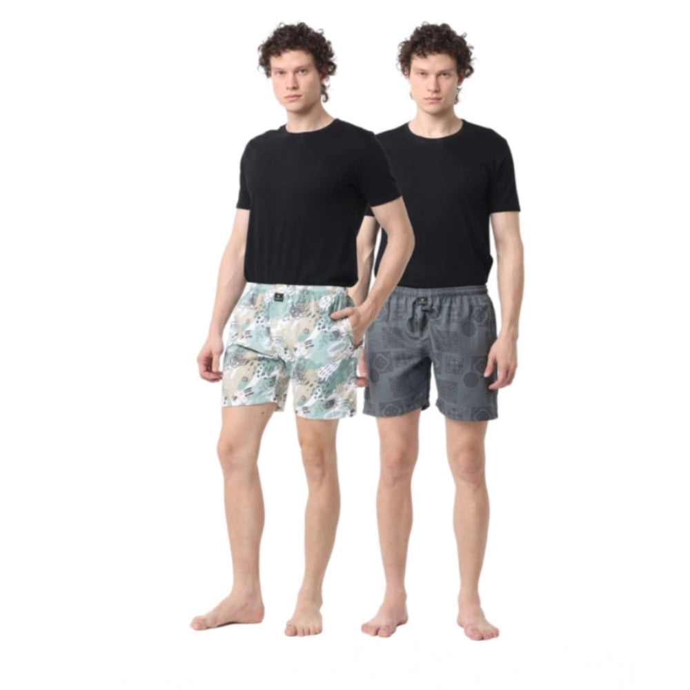 Multi-colored polycotton men's boxer shorts pack_of_2 with inner elastic waistband on display