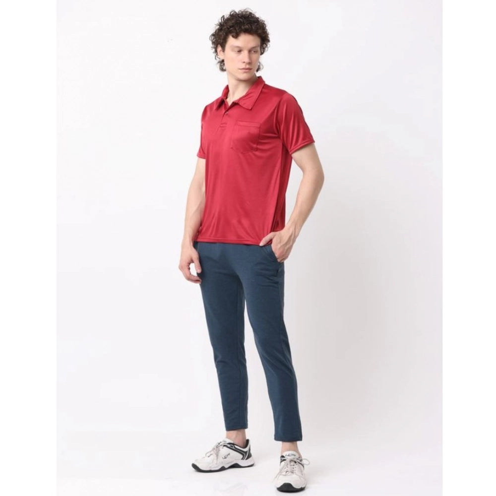 Multicolor cotton blend men's casual short sleeve t-shirts pack, solid pattern with collar neck