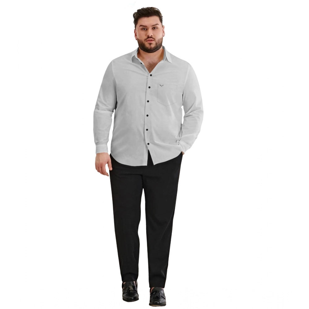 Gray cotton men's casual solid full-sleeve shirt, ideal for everyday wear