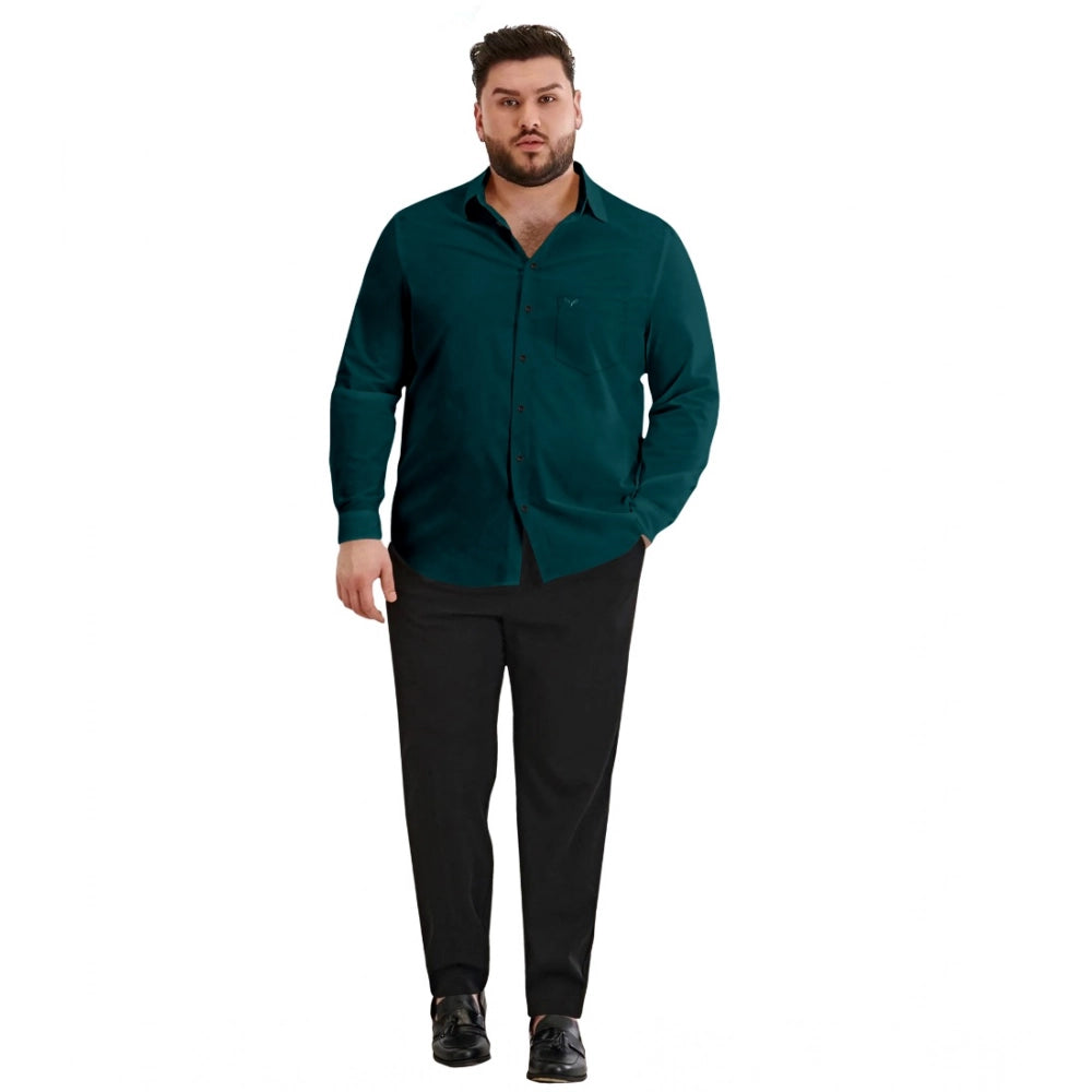 Mens casual cotton solid full sleeve shirt - Rama color, comfortable everyday wear