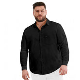 Black cotton men's casual solid full sleeve shirt, ideal for everyday wear