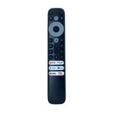 Black ergonomic remote control, compatible with TCL Smart TV 4K HD, facilitates Netflix and Prime Video functions
