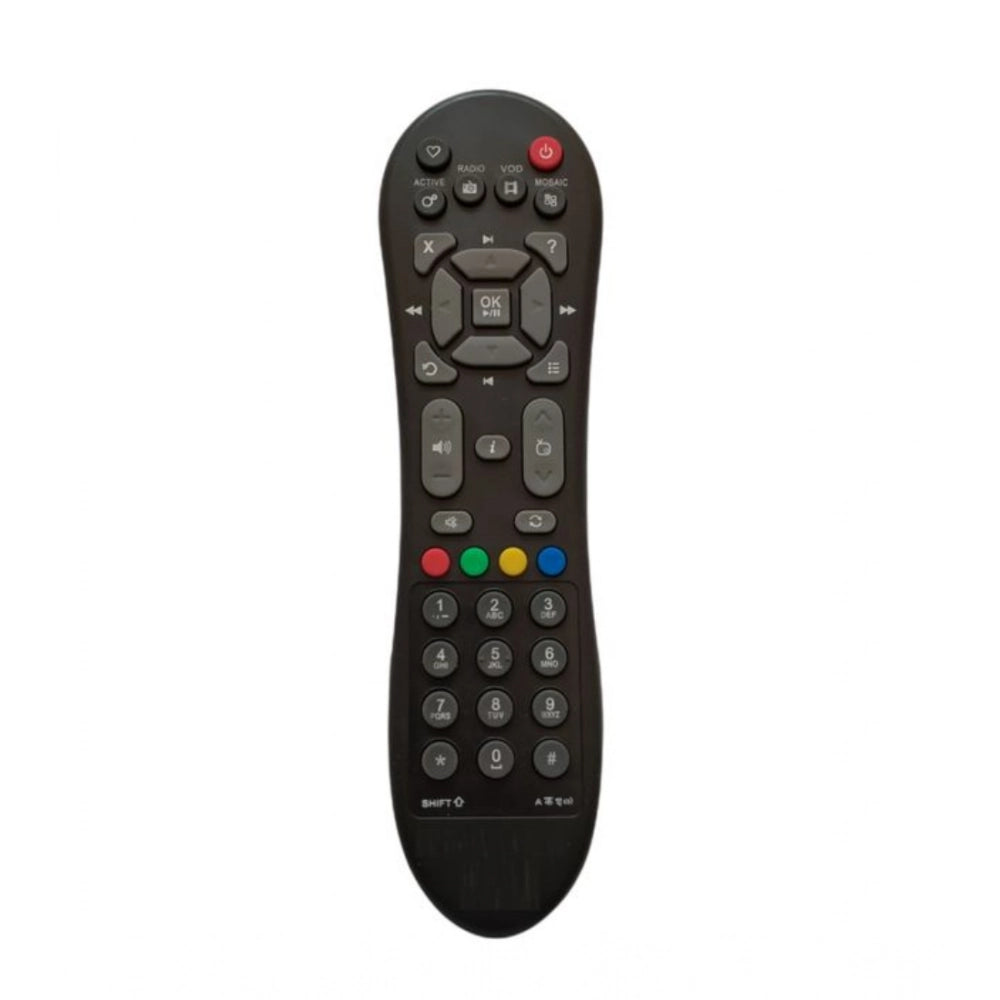 Black DTH Remote No. 125 for Videocon DTH Set Top Box, long-range ergonomic design remote control replacement