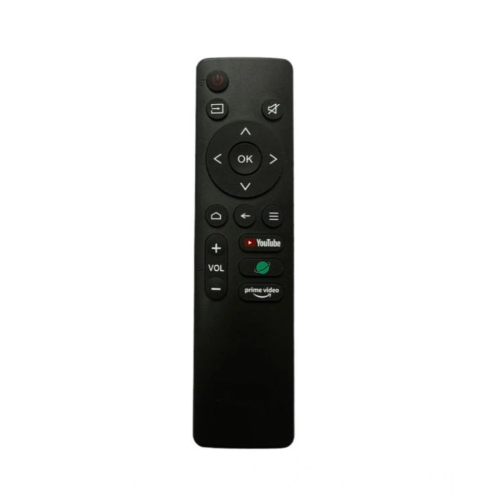 Black ergonomic Smart TV remote with YouTube, Netflix, Prime Video functions, compatible with Lloyd LCD-LED TVs