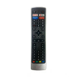 Black ergonomic remote control for Vu Smart TV LCD-LED, facilitates long-distance operation with YouTube and Netflix access
