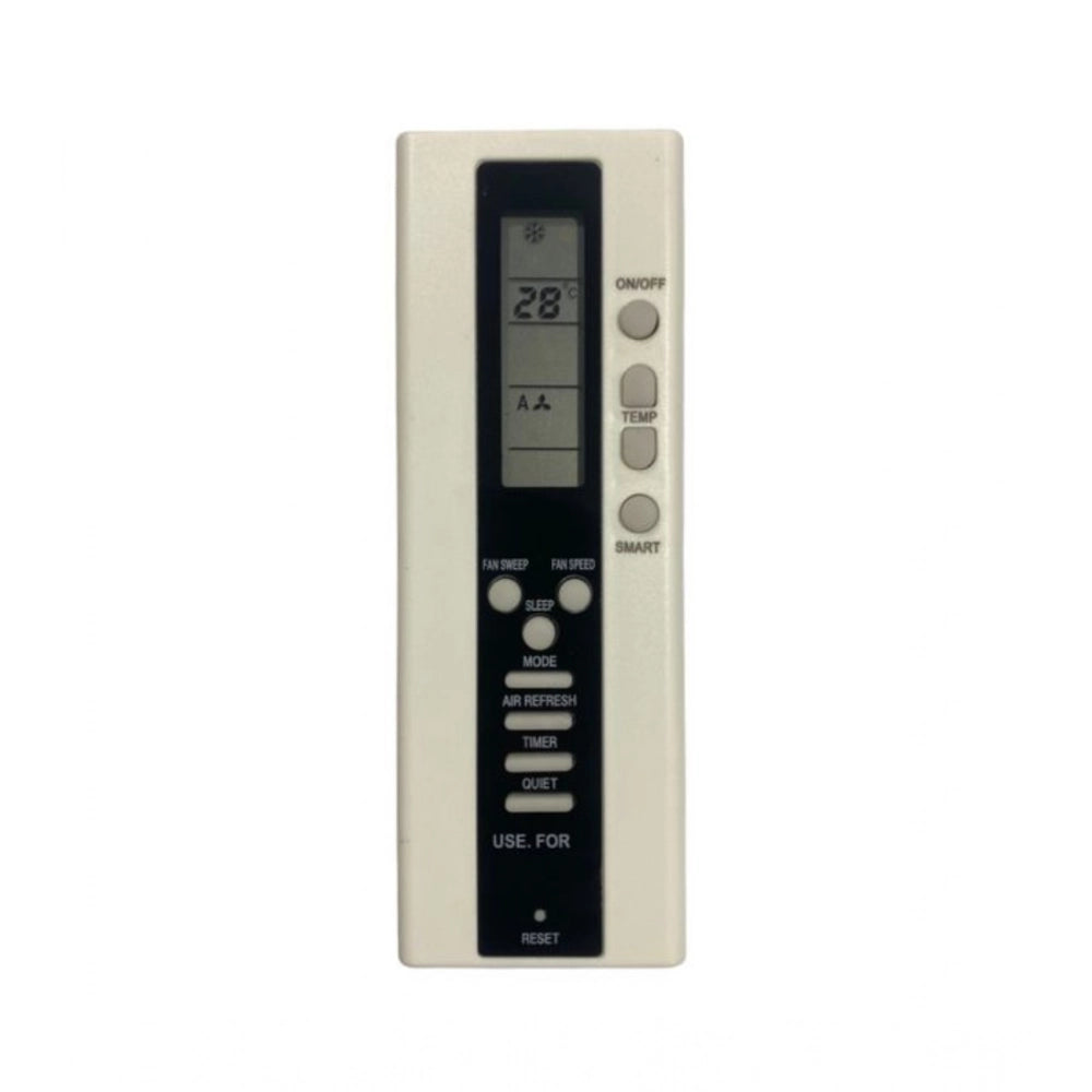 White ergonomic AC remote control compatible with Kelvinator No. 119 for comfortable device operation from any room corner