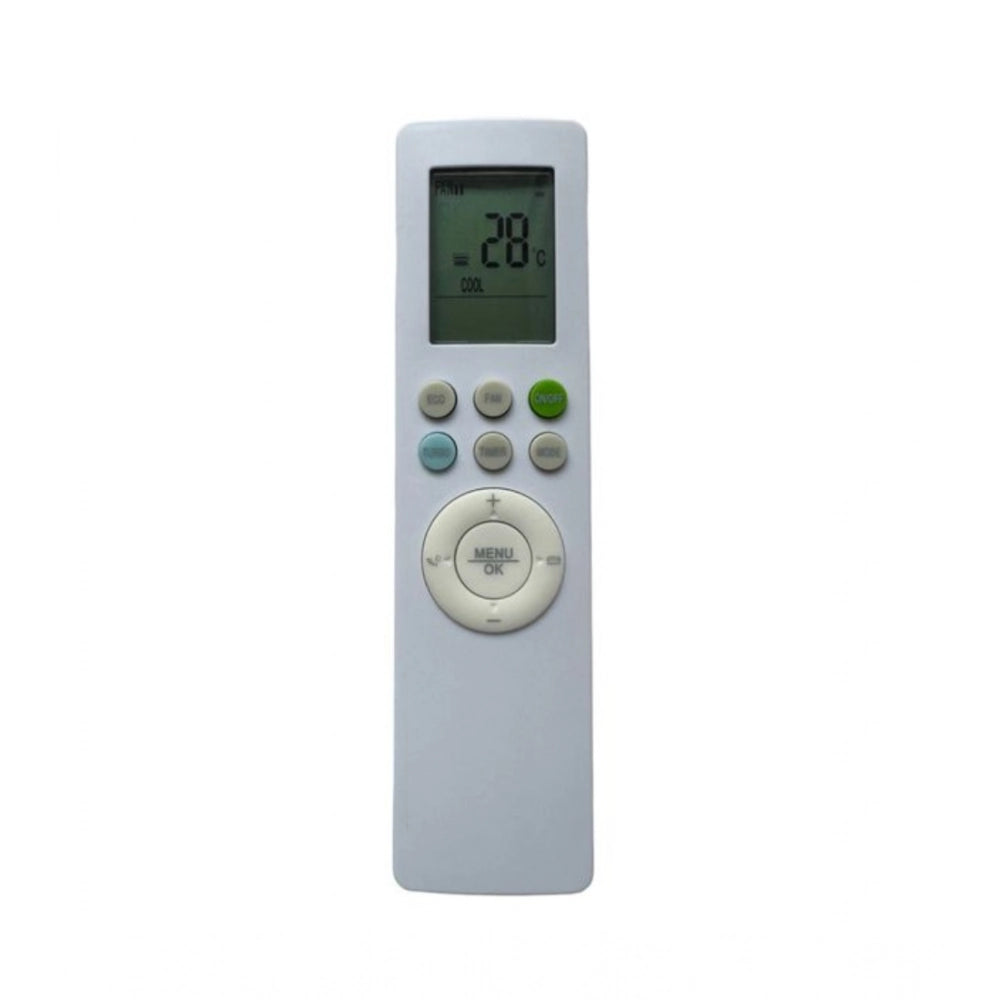 White ergonomic AC Remote No. 260 replacement for Onida, long-range operation from sofa or bed
