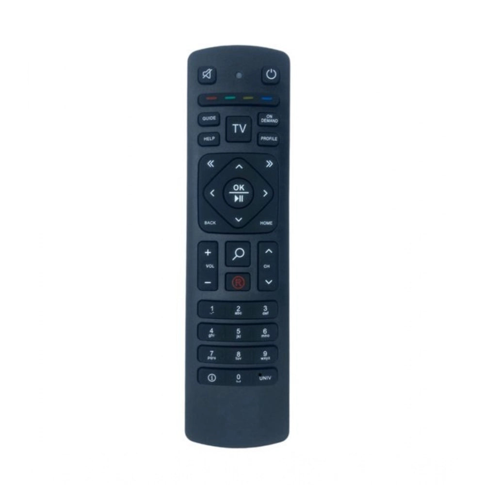 Black ergonomic remote control for Jio Fiber Set Top Box, long-range, facilitates sofa usage