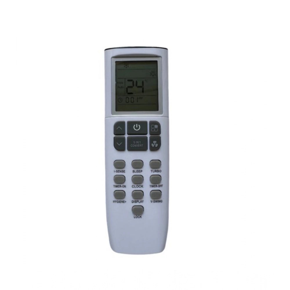White ergonomic AC remote control (No. 259) for Godrej air conditioners, long-range replacement with lightweight design for comfortable operation from sofa or bed