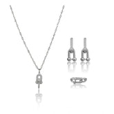Silver-plated stainless steel unique design combo jewelry for women, close-up view