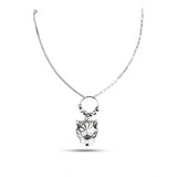 Silver plated stainless steel Gen-Z pendant chain for women, imported jewelry accessory on white background