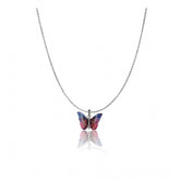 Colorful stainless steel butterfly pendant on daily wear silver-plated chain for women