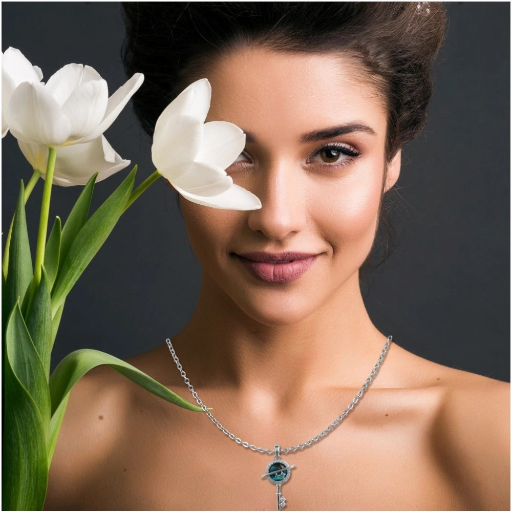 Stainless steel key design delicate chain, silver plated accessory for women's fashion jewelry