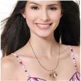 Gold plated stainless steel leaf pendant on delicate chain, jewelry accessory for women