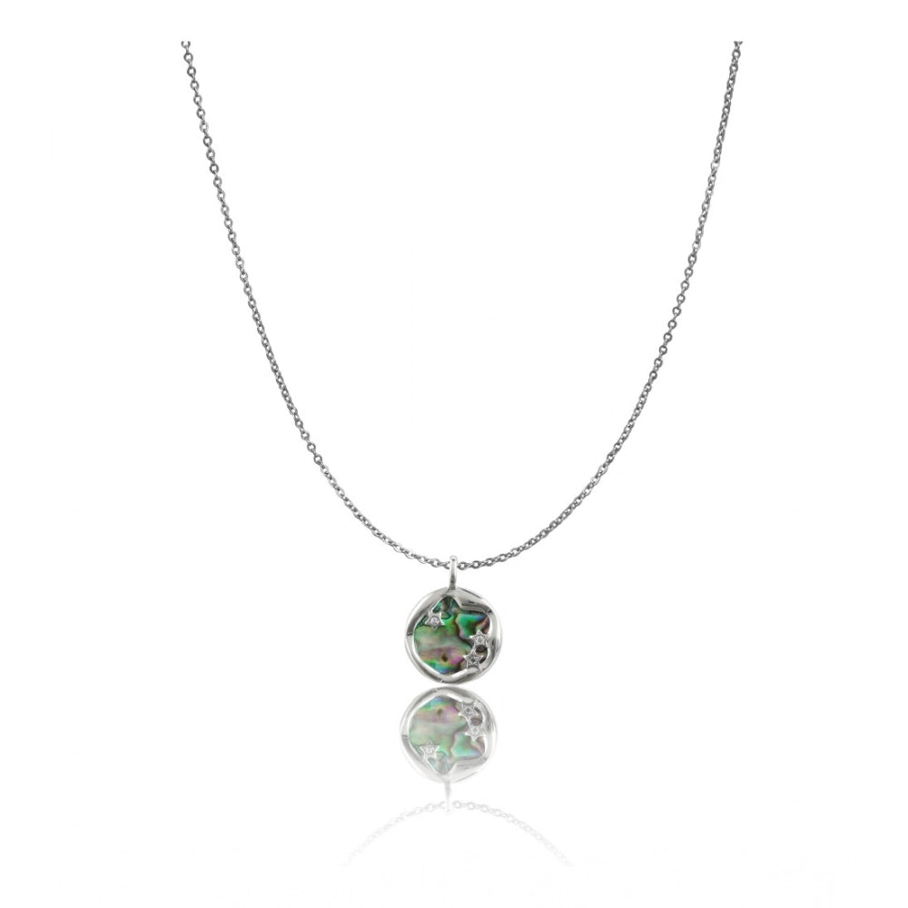 Silver-plated stainless steel galaxy pendant on delicate chain for women, space-inspired jewelry