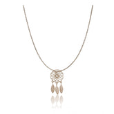 Gold-plated stainless steel dream catcher pendant on delicate chain