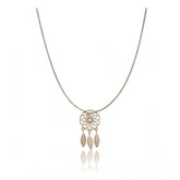 Gold-plated stainless steel dream catcher pendant on delicate chain, intricate design for women's jewelry