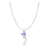 Silver plated stainless steel butterfly daily wear pendant on delicate chain