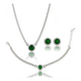 Green stainless steel western combo jewelry (silver-plated) on display
