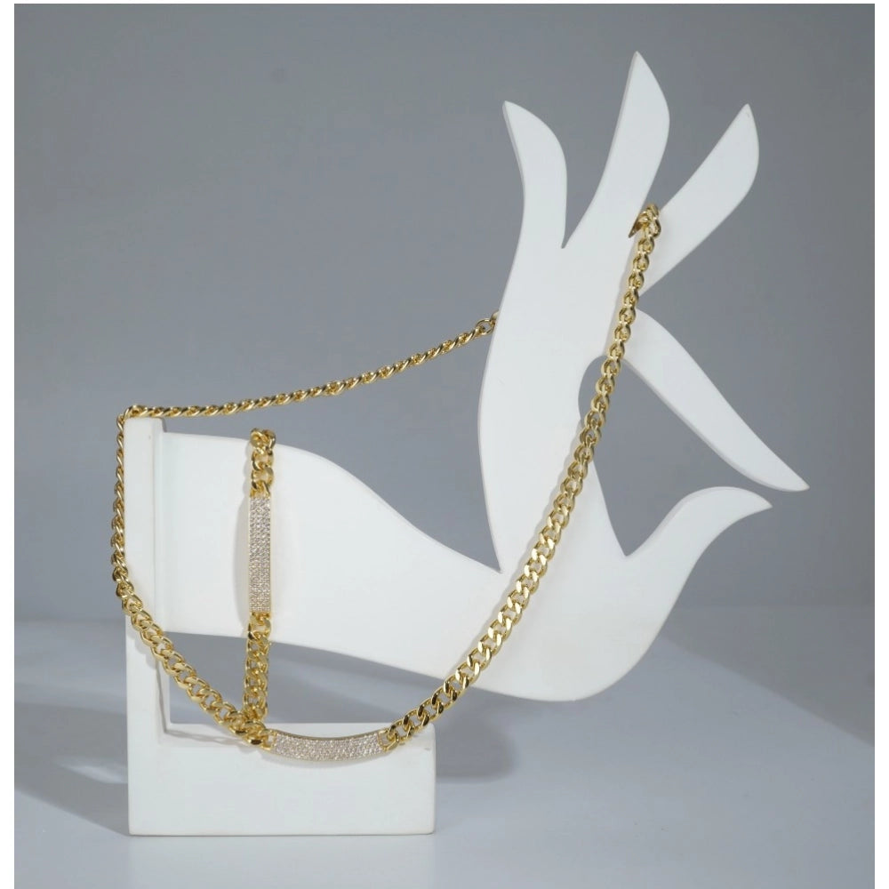 Gold-plated stainless steel bracelet & necklace set, polished design for women's accessories