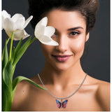 Colorful stainless steel butterfly pendant daily wear silver-plated chain for women, close-up on jewelry