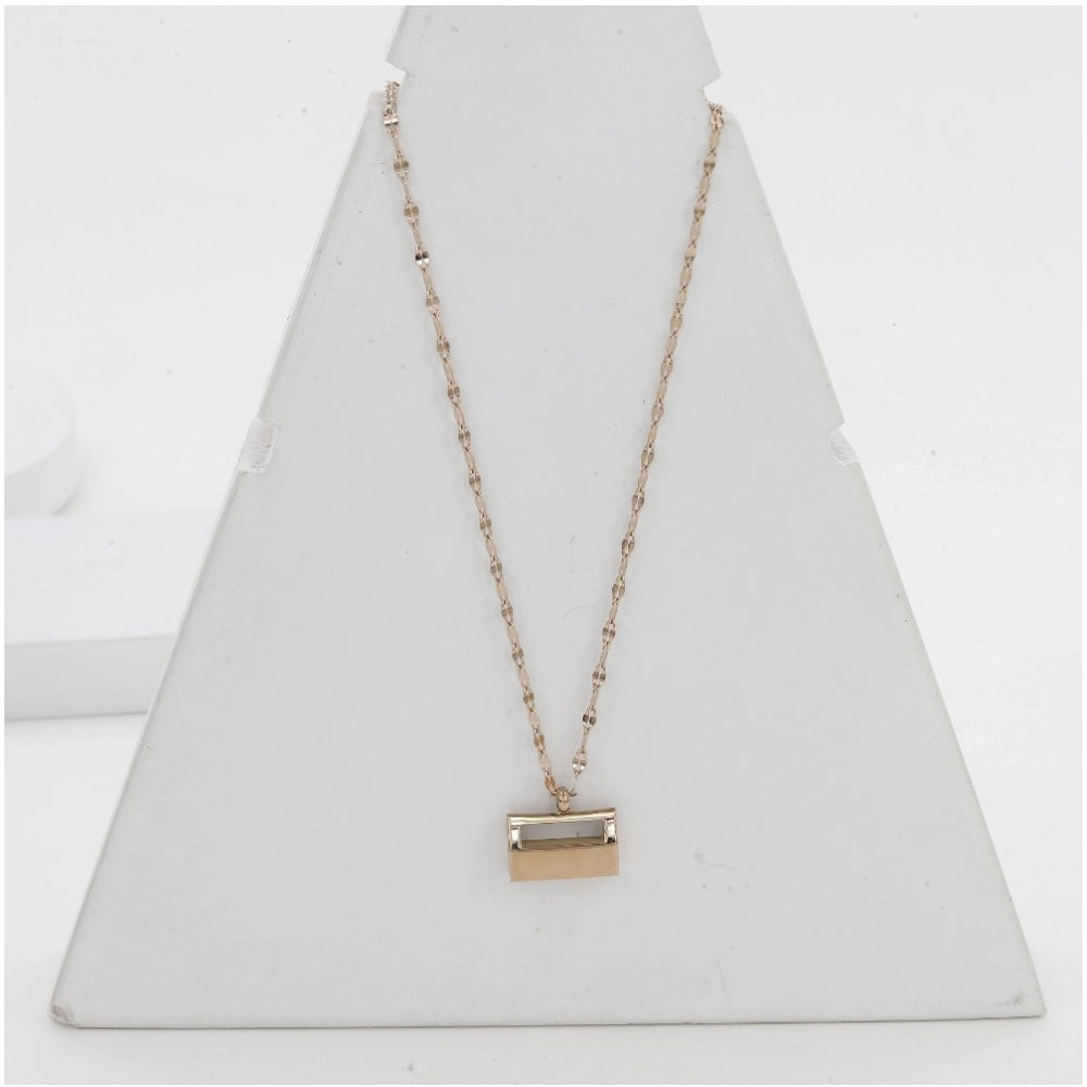 Gold-plated stainless steel mini suitcase pendant on delicate chain for women's accessories, close-up view