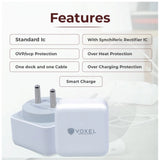 White AB Plastic VOXEL 'C' Port PD Charger, compact & lightweight